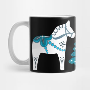 Christmas Dala Horse in blue and white Mug